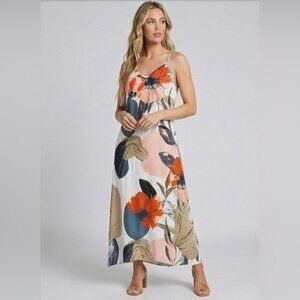 Abstract Floral Spaghetti Strap Vacation Dress